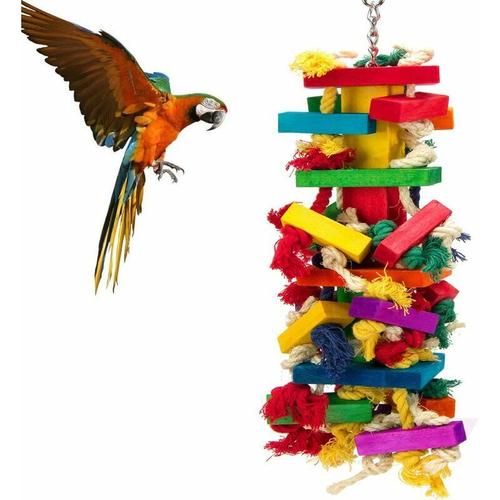 Jouet Pour Perroquet Surdimensionn - Bloc En Bois Multicolore Pour Oiseaux Recommand Pour Les Perroquets Aras Gris D'afrique