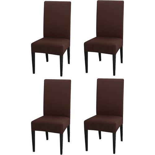 Housses De Chaise Lot De 4 Housses De Chaise Marron Élastique Et Durable Housse De Chaise Siège Facile D'entretien