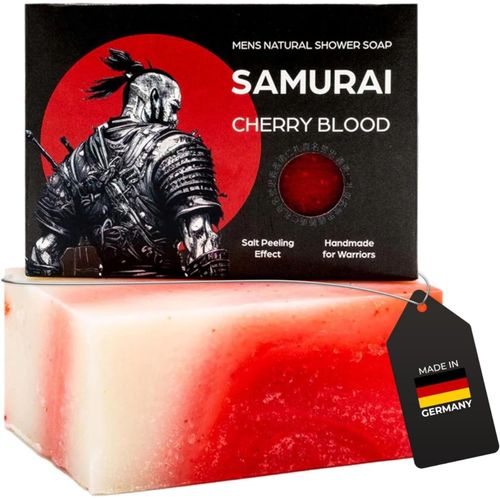Savon Exfoliant Samurai Cherry Blood 1 X 100 G - Savon Naturel Solide - Fabriqué À La Main - Savon De Soin Végétalien - Savon Pour Le Corps Pour Tous Les Types De Peau - Huile De Coco Bio Et[X834] 