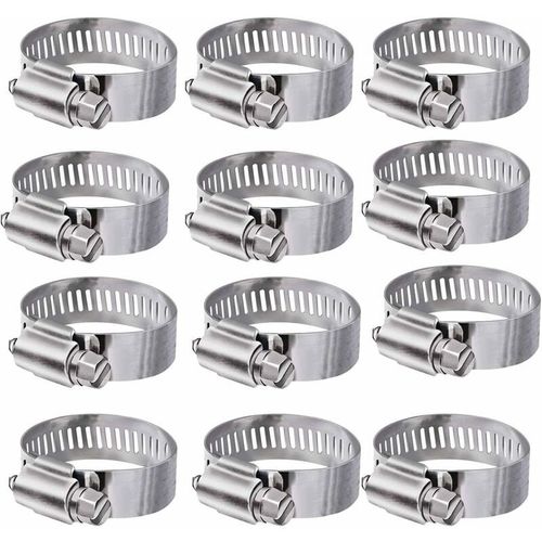 Collier de Serrage 304 Collier INOX Ajustable en Acier Inoxydable Tuyau Pinces Clips Fixationpour Famille Tuyau d'eau, réservoir de gaz, Tube d'automobiles (6-12mm)