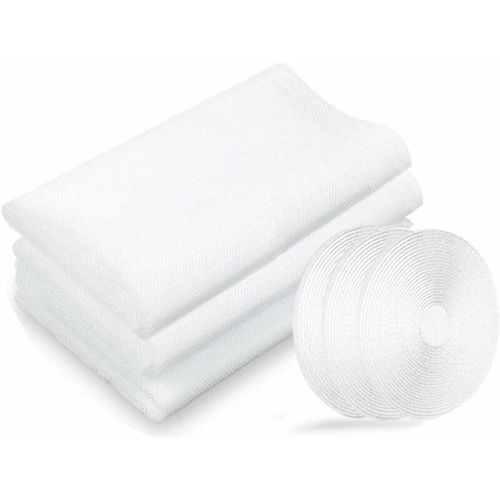 Moustiquaire, Moustiquaire, Lot De 3 Insectes De Protection De Fenêtre 130cm X 150cm Pour Moustiquaire De Fenêtre, Avec 3 Rouleaux De Ruban Adhésif, Blanc