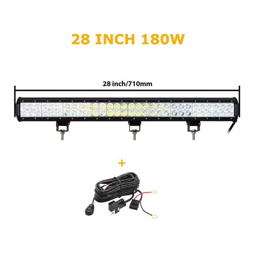 Barre Lumineuse De Travail À Led Pour Voiture,Lampe Tout-Terrain,Budgétaire De Tache D'inondation,Lampe Pour Tracteur,Bateau,Remorque,Suv 4x4,Rl,12v,24v,7-44 "",20"",126w,2 - Type 28in 180w With Wire