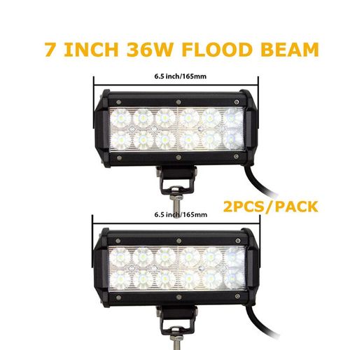 Barre Lumineuse De Travail À Led Pour Voiture,Lampe Tout-Terrain,Budgétaire De Tache D'inondation,Lampe Pour Tracteur,Bateau,Remorque,Suv 4x4,Rl,12v,24v,7-44 "",20"",126w,28 - Type 2pcs 7in 36w Flood