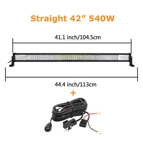 Barre Lumineuse Led Pour Camion Tout-Terrain,Feux De Conduite Incurvés Et Droits,7d,3 Rangées,Suv,Rl,Tracteur,Voiture,Bateau,22 "",32"",42 "",52"",675w,540w - Type Straight 42in Wire