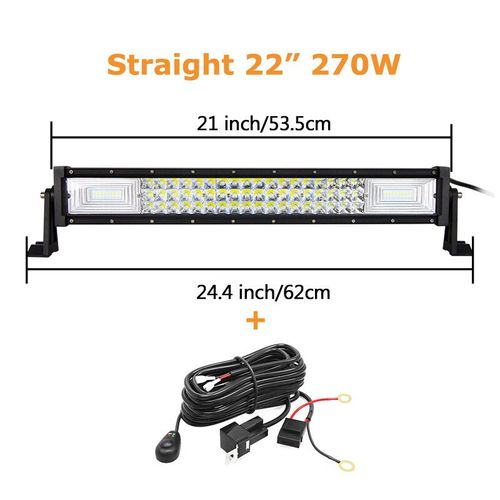 Barre Lumineuse Led Pour Camion Tout-Terrain,Feux De Conduite Incurvés Et Droits,7d,3 Rangées,Suv,Rl,Tracteur,Voiture,Bateau,22 "",32"",42 "",52"",675w,540w - Type Straight 22in Wire