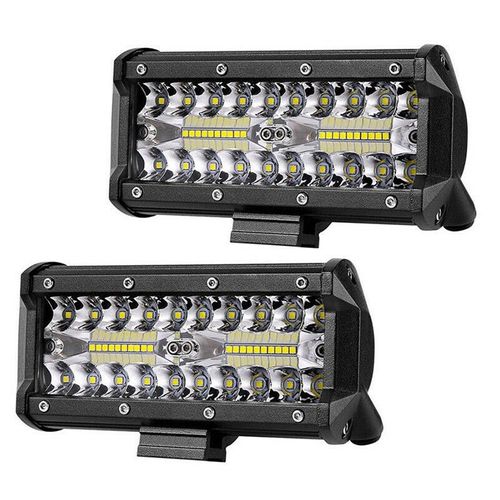 Barre Lumineuse De Travail À 7 Led,Faisceau D'inondation Ponctuel,Chlorfor,Voiture,Tracteur,Bateau,Camion Tout-Terrain,Suv,Rl,Lumières De Réparation De Voiture,400w,120w,2 Pièces,1 - Type 2pcs 120w
