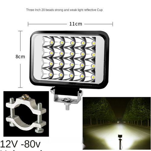 Lampe De Travail Led Pour Moto Et Véhicule Électrique,Lumière De Soleil Super Lumineuse,Lampe Tricycle,Absorbe Ouissement,Quatre Roues,Budgétaire De Voiture,12v-80v,2 Pièces - Type 2x 3inch 20led B