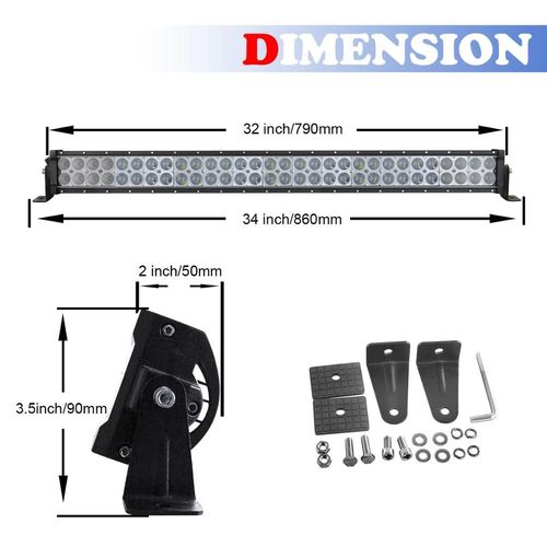 Willpower-Lumière De Voiture Led,Feu Antibrouillard De Voiture Et Camion,Double Rangée,Barre De Led,120/180/240w,22/32/42 Pouces,4x4,12/24v - Type 32 Inch 180w