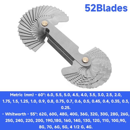 Mesureur de pas de vis sphérique,20-58,compteur de vis,SAE Whitworth,résistant à 55/60,outils de mesure de filetage Metrisch - Type 52Blades