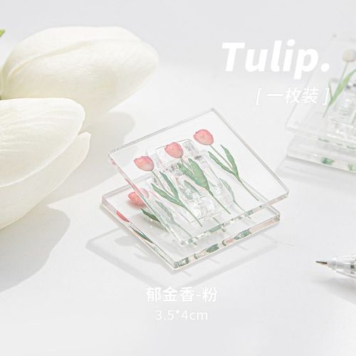 Classeur Tulipes En Acrylique,Interrupteur Petit Réinitialisation Transparent,Réinitialisation De Document Simple,Fournitures De Papeterie Pour Étudiants,Kawaii,,1 Pièce #B