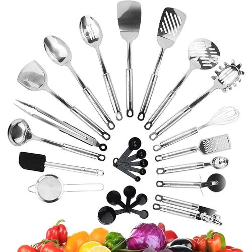 Set D'ustensiles De Cuisine En Acier Inoxydable De 26 Pièces,Accessoires De Cuisine,Set De Cuisson ,Ensemble Complet D'accessoires De Cuisine