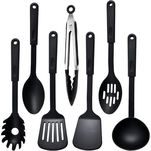 7 Pièces Ustensiles De Cuisine,Nylon Ensemble D'ustensiles De Cuisine Résistant À La Chaleur Ustensiles Cuisine Antiadhésive Set,Outils De Cuisine Accessoire Cuisine Set,Noir