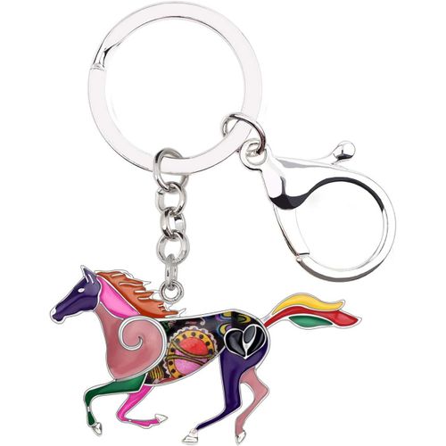 Porte-Clés Cheval De Course En Émail Alliage De Zinc Animaux De Ferme Bijoux Cheval Cadeaux Pour Filles Femmes Porte-Clés De Voiture Chaîne Charms