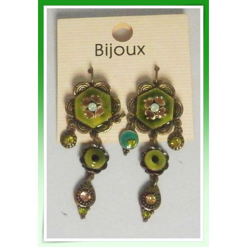 Boucles D'oreilles Pendantes En Métal Émaillé