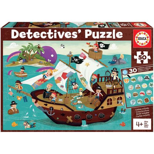 - Detectives' Puzzles,Bateau Pirate,Puzzle Enfant 50 Pièces,Assemblez Le Puzzle Et Trouvez Les Objets Perdus,Plus 4 Ans(18896)