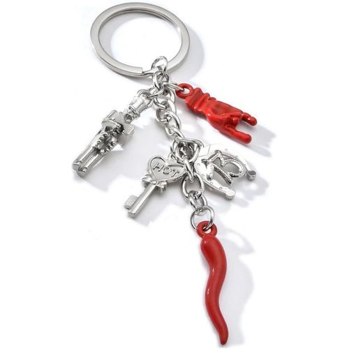 Porte-Clés,Porte-Clés En Acier Corne Porte-Bonheur Et Pendentif En Forme De Corne De Cheval En Italie,Corne Rouge Bijou Piment Porte-Clés,Bijou De Sac Piment Porte-Bonheur Pour Homme Et Femme