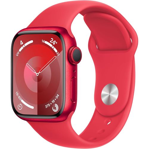 Watch Series 9(41 Mm Gps)Smartwatch Avec Boîtier Aluminium Et Bracelet Sport(Product)Red(S/M). Suivi De L¿Activité Physique,Apps Oxygène Sanguin Et Ecg,Écran Retina Toujours Activé
