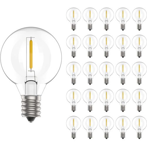 G40 Led Filament 1w E12 Ampoules En Plastiques,Chaud Equivalent À Ampoule Incandescente 10w,Blanc Chaud 2700k Dimmabile 360° Faisceau Lot De 25