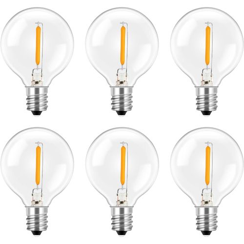 Ampoule Led G40 E12 1w Remplacement,Ip54 Étanchéité 220v 2700k Ampoules Led Guirlandes Extérieur,1w=10w Incandescente,Ampoule Led Filament G40 Globe E12 Pour Guirlande Exterieure,6 Pieces