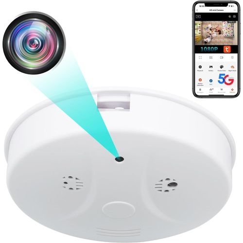 Caméra Espion,5G WifiMini Camera Cachée Détecteur De Fumée,Micro Caméra Espion Sans Fil Hd 1080P,Caméra De Surveillance A Distance Discrete Enregistreur Nocturne Détection DeMouvement