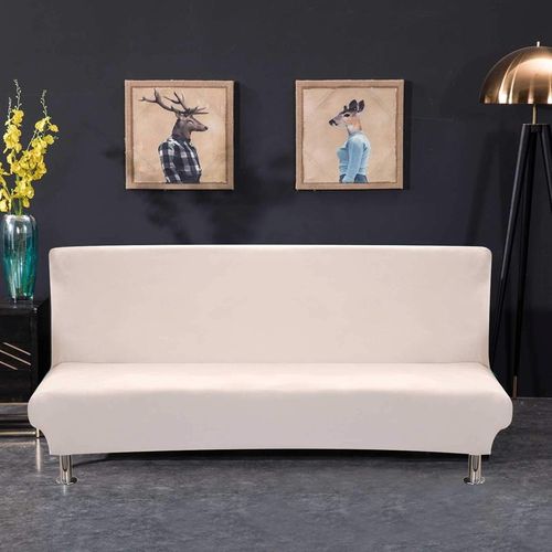 Housse Clic Clac Housse Canape Lit Extensible Anti-Taches Housse Bz Housse De Canapé Sans Bras Beige