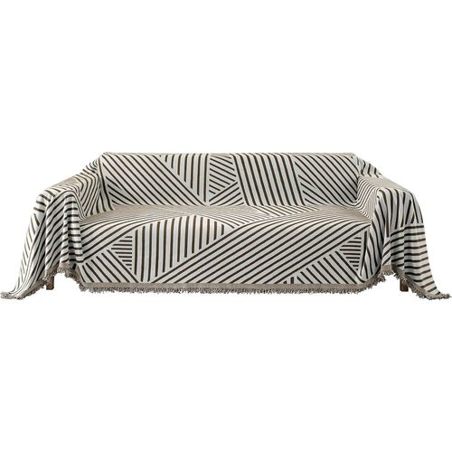 Housse De Canapé 3 Places,180×340cm,Protection Sofa,Jete De Canape Grande Taille Épaisses,Housse Universelle Four Seasons,Décoration Intérieure,Pour Le Salon,Café Foncé-Line