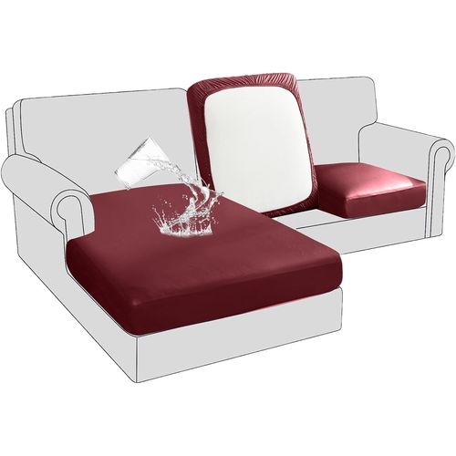 Housse De Coussin De Canapé,Housse Coussin D'Assise Extensible Antidérapant Housse De Siège De Canapé Pour Canapé Imperméable,Simili Cuir Housse De Coussin De Canapé(Grand 1 Place,Vin Rouge)