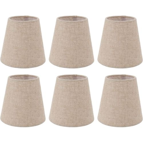 Petit Abat-Jour Ensemble De 6,Abat-Jour De Lustre En Lin Clip Sur Abat-Jour,3,7x5,5x5,1 Pouces