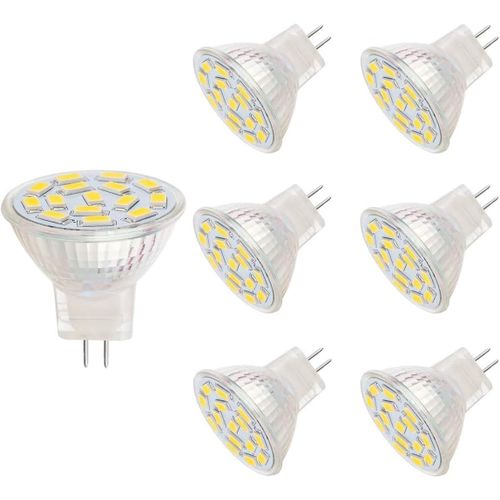 Ampoules Ledmr11 12 V 3.5 Wmr11 Équivalentes À Des Ampoules Halogènes 25-35 W,Culot Gu4.0,Blanc 6000 K,Lot De 6