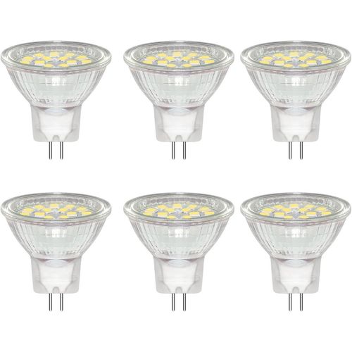 Lot De 6 Ampoules Led 3wmr11 Gu4 12v 24v Spot,Blanc Froid 6000k,Equivalent À 30w Lampe Halogène,300lm,120° Faisceaux,Avec Verre De Protection Transparent,Non Dimmable