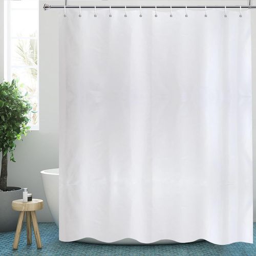 Rideau De Douche Extra Longueur Hauteur 240Cm Blanc Pour La Salle De Bain,Grand Rideau De Salle De Bain En Polyester Anti-Moisissure,Déperlant Pour La Baignoire,Largeur 200 X Hauteur 240Cm