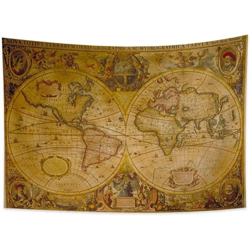 100x70cm Carte Tapisserie,Carte Du Monde Tapisseries Ancien D'aventure Pirate Carte Vieille Atlas Historique Terre Tour Surface Tapisserie Pour Dorm Decor Couvre-Lit Couverture E-Leçon