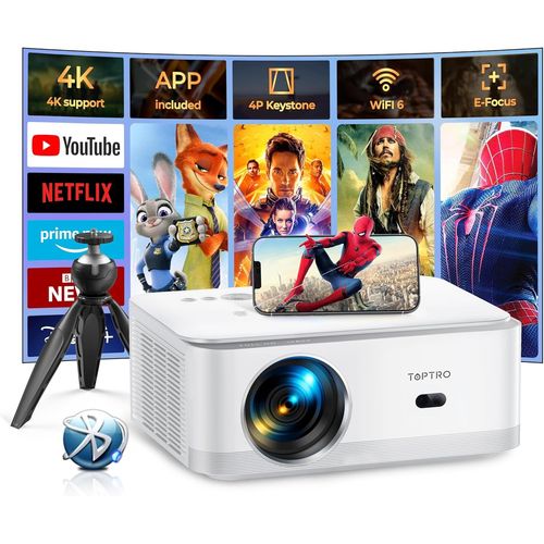 Vidéoprojecteur¿Android Tv & Auto Keystone¿,25000 Lumens Wifi Bluetooth Video Projecteur 4K Supporté,1080P Full Hd Rétroprojecteur Portable,Focus Électrique,50% Zoom (Avec Trépied)
