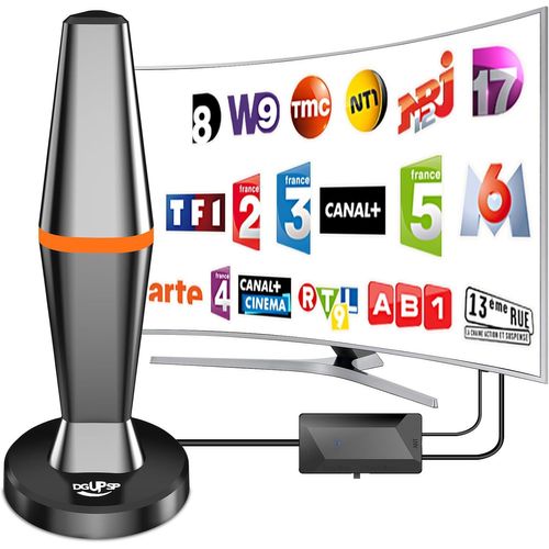 Antenne Tv Intérieure Puissante Tnt Hd,2024 Le Plus Récent Antenne Tv Intérieur Avec Amplificateur De Signal À Gain Élevé,Réception Longue Portée À 360° Avec Base Magnétique Solide Pour,Antennes Tnt