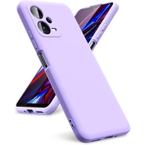 Coque Pour Xiaomi Redmi Note 12 5g / Xiaomi Poco X5 5g, [Coque Silicone Liquide] [Interieur Microfibre] Souple Etuis En Caoutchouc Housse Antichoc Protection Bumper Protecteur-Mauve