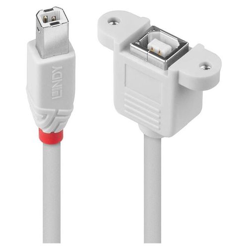 Lindy - Rallonge de câble USB - USB type B (M) pour USB type B (F) - USB 2.0 - 50 cm - gris clair