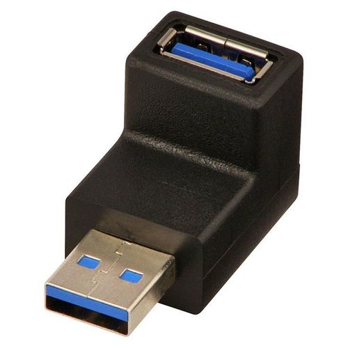 Lindy USB 3.0 90 Degree Down Type A Male to A Female Right Angle Adapter - Adaptateur USB - USB Type B (F) pour USB type A (M) - USB 3.0 - connecteur à 90° - noir
