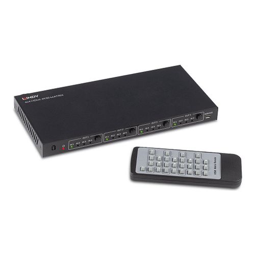 Lindy HDMI 4K UHD 4x4 Matrix - Commutateur vidéo/audio - de bureau