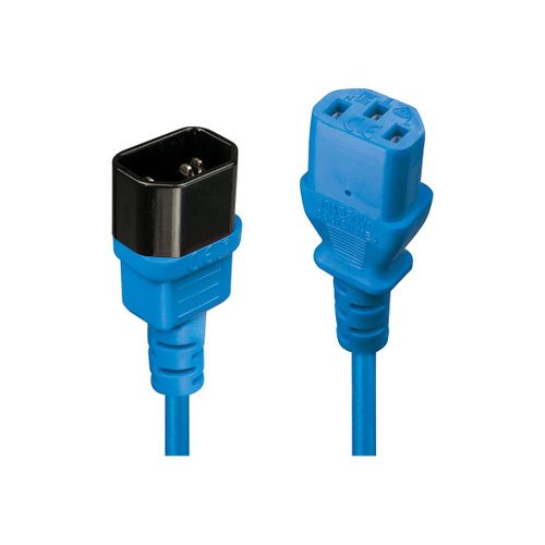 Lindy - Rallonge de câble d'alimentation - power IEC 60320 C13 pour IEC 60320 C14 - 1 m - moulé - bleu
