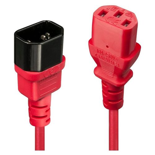 Lindy - Rallonge de câble d'alimentation - power IEC 60320 C13 pour IEC 60320 C14 - 1 m - moulé - rouge