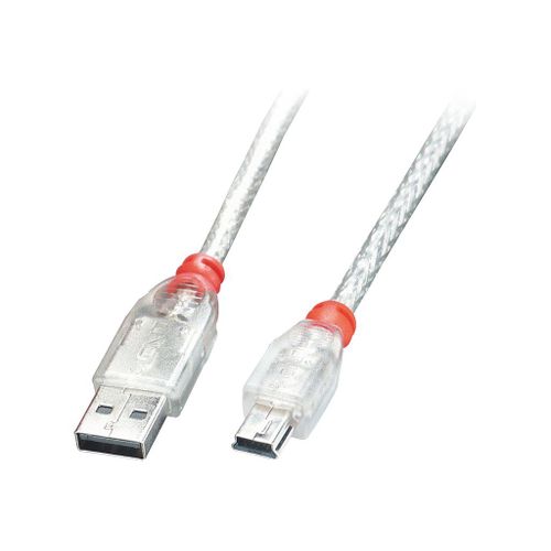 Lindy - Câble USB - USB (M) pour mini-USB de type B (M) - USB 2.0 - 20 cm - moulé - transparent