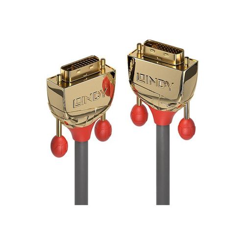 Lindy Gold - Câble DVI - liaison double - DVI-D (M) pour DVI-D (M) - 10 m - rond - gris