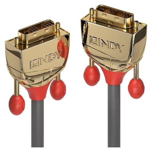 Lindy Gold - Câble DVI - liaison simple - DVI-D (M) pour DVI-D (M) - 20 m - vis moletées - gris