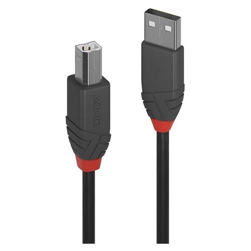 Lindy Anthra Line - Câble USB - USB (M) pour USB type B (M) - USB 2.0 - 2 m - rond - noir