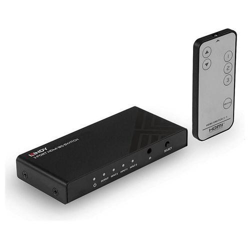 Lindy 3 Port HDMI 18G Switch - Commutateur vidéo/audio - 3 x HDMI - de bureau