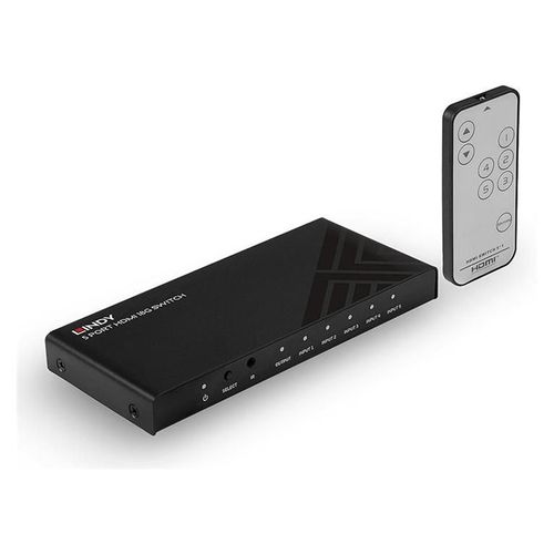 Lindy 5 Port HDMI 2.0 18G Switch - Commutateur vidéo/audio - 5 x HDMI - de bureau