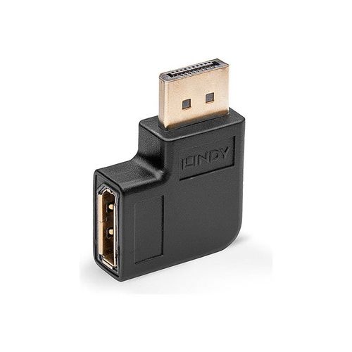 Lindy - Adaptateur DisplayPort - DisplayPort (M) pour DisplayPort (F) à angle gauche - DisplayPort 1.4 - support 8K - noir