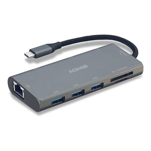 LINDY USB 3.1 Type C Multi-Port Converter - Station d'accueil - USB-C - VGA, HDMI - 1GbE