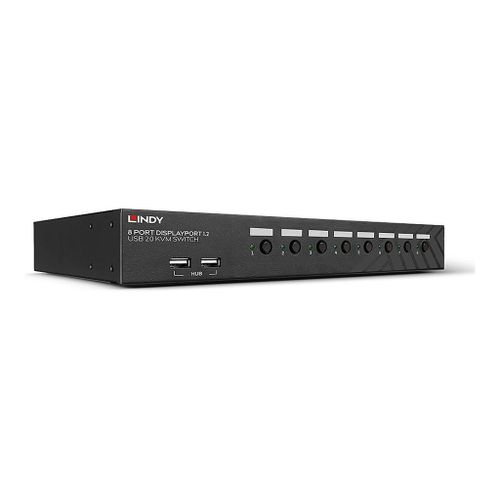 Lindy - Commutateur écran-clavier-souris/audio - 8 x DisplayPort/audio/USB - 1 utilisateur local - Montable sur rack