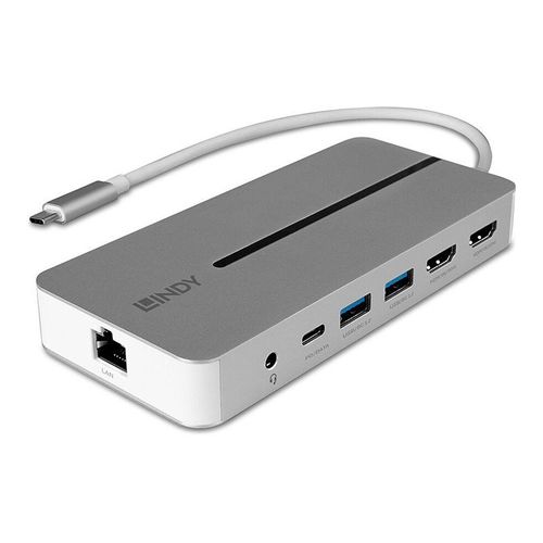 LINDY - Station d'accueil - pour ordinateur portable, ordinateur portable - USB-C 3.2 - 2 x HDMI - 1GbE
